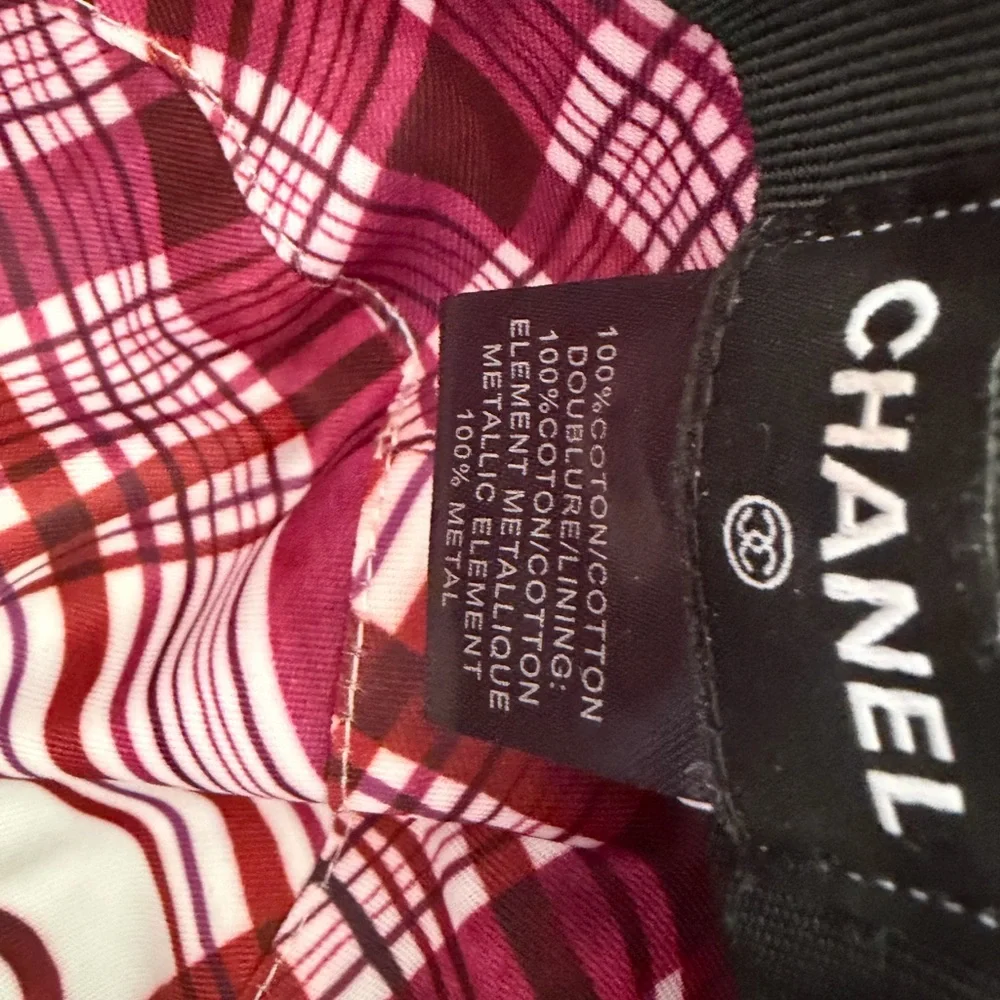 Chanel Reversible Black and Pink Plaid inside Bucket Hat - Picture 5 of 7